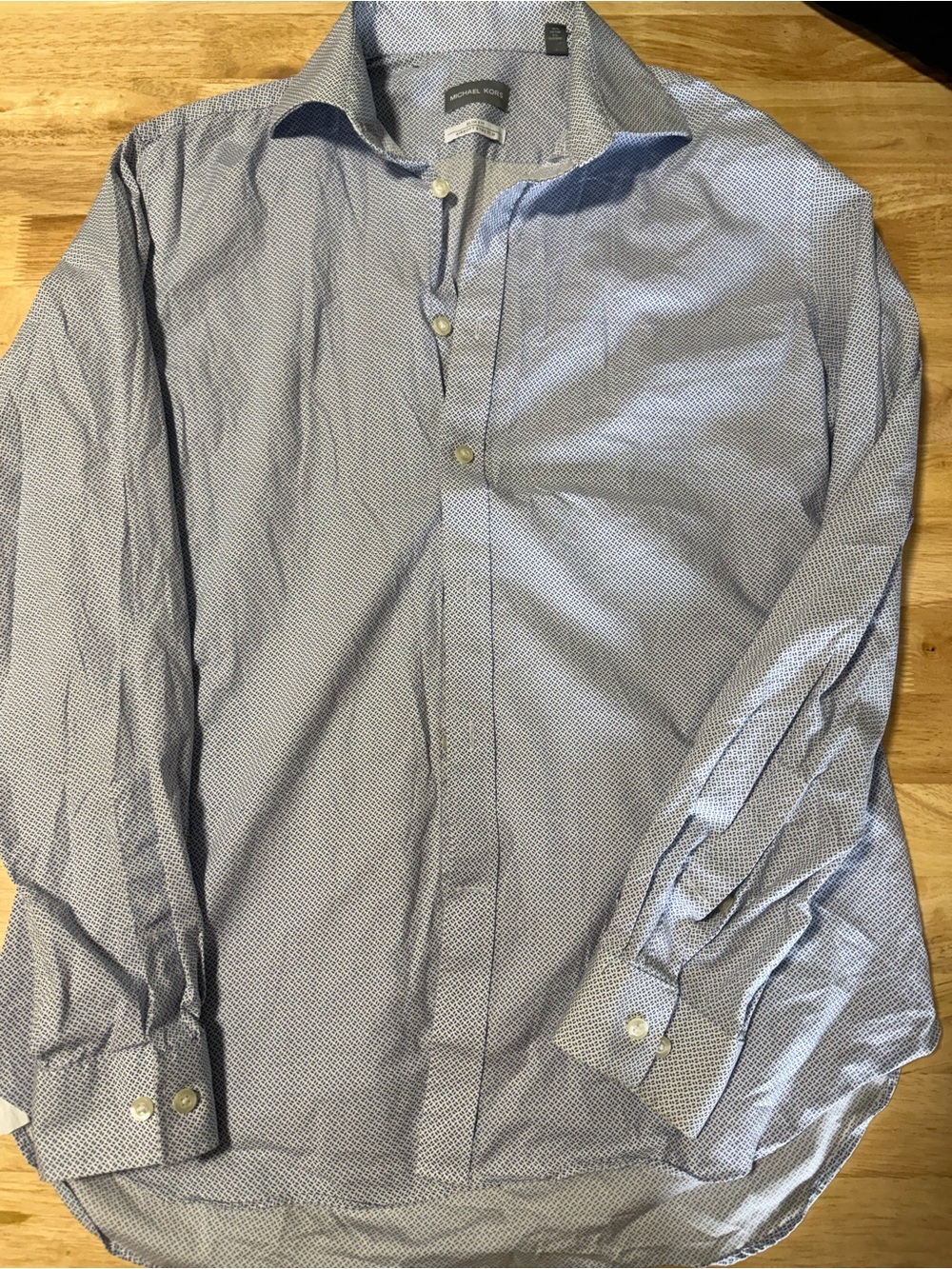 Men’s Michael Kors Slim Fit Airsoft Stretch Dress Shirt 16 34/35 Blue White